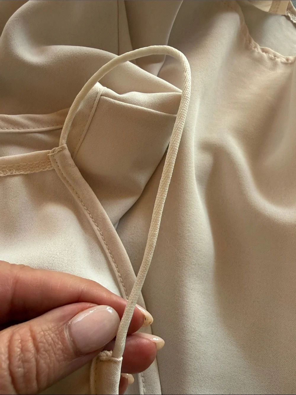 V-Neck Spaghetti Strap Razorback Camisole Tank Top, Beige, Size L - Picture 8 of 8